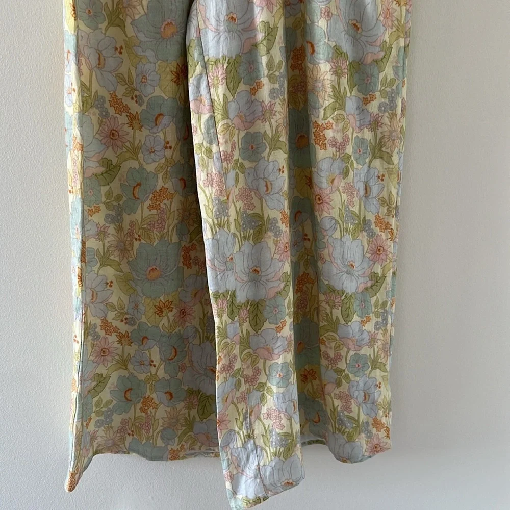 NWT Free people Floral Twist Front Cutout Jumpsuit V-neck Green Sancia Size S